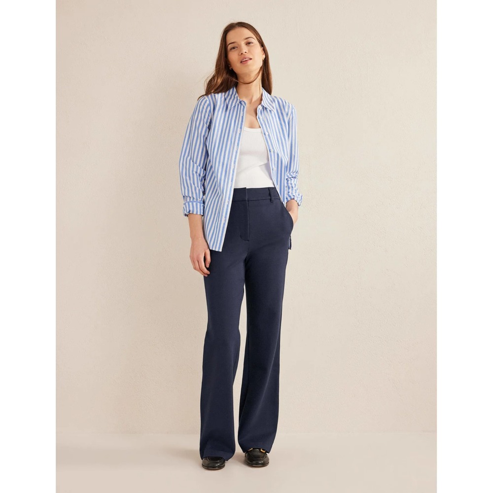 NEW Boden Navy Blue Hampshire Ponte Flared High Rise Pants Size 2 US Career